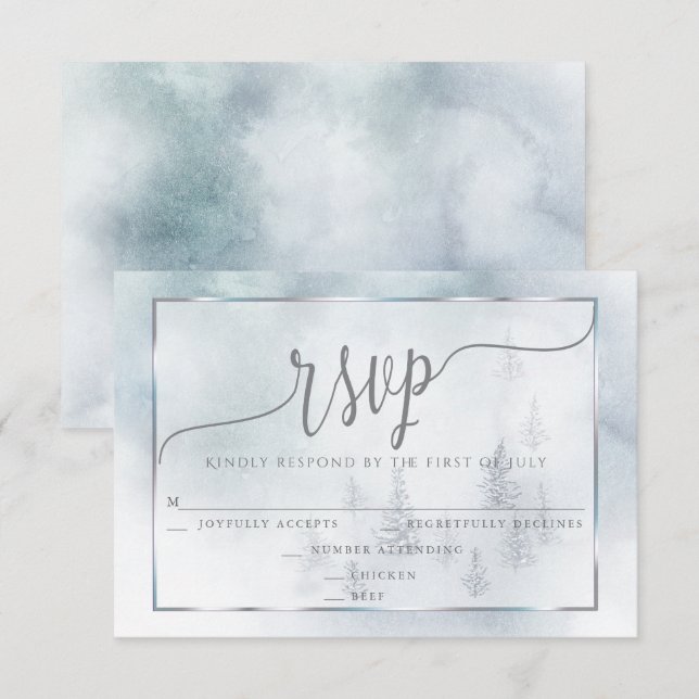 UAWG | Silver Blue Winter Wonderland RSVP Karte (Vorne/Hinten)