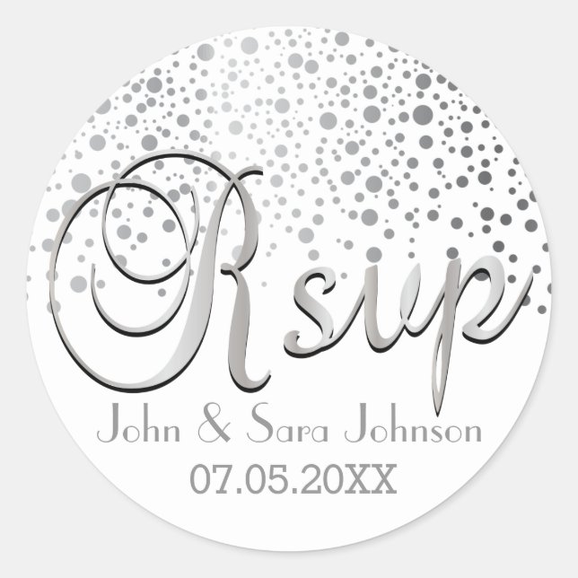 UAWG | Silver Confetti Dots | Personalisieren Runder Aufkleber (Vorderseite)