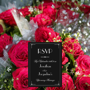 UAWG Simple Elegant Black Classic Wedding RSVP Einladungspostkarte