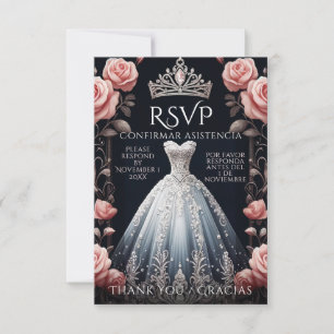 UAWG Spanish Quinceañera Rosas RSVP Karte