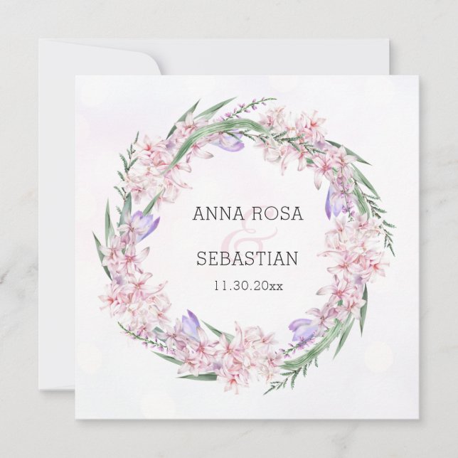 *~* UAWG Sweet Floral Wreath Boho QR AR12 Wedding Einladung (Vorderseite)