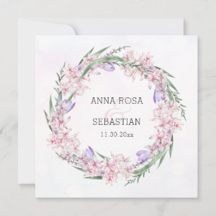 *~* UAWG Sweet Floral Wreath Boho QR AR12 Wedding Einladung