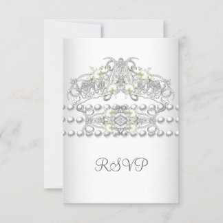 UAWG Tiara Silver White Pearl Diamond RSVP Karte