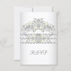 UAWG Tiara Silver White Pearl Diamond RSVP Karte
