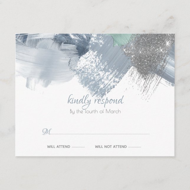 UAWG | Trendy Brushstrokes Dusty Blue Pewter Begleitkarte (Vorderseite)