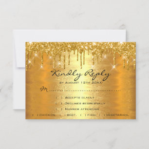 UAWG Tropfen Gold Spark Hochzeitstag Bridal RSVP Karte