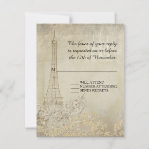 UAWG Vintag Paris Pariser Hochzeit RSVP Karte
