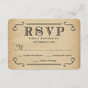 UAWG Vintage Typografie-rustikale RSVP Karte
