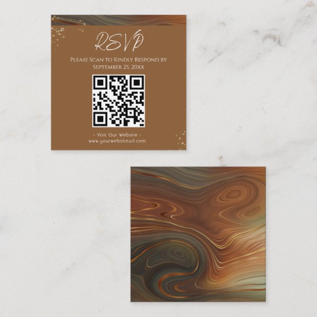 UAWG Website Brown Agate Wedding Square Quadratische Visitenkarte (Vorne/Hinten)