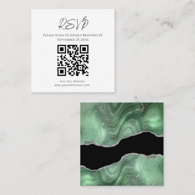 UAWG Website Sage Green Agate Gold Glitzer Hochzei Quadratische Visitenkarte (Vorne/Hinten)