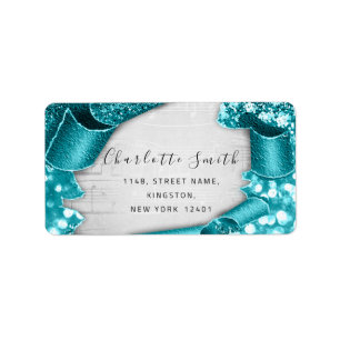 UAWG Wedding 3D Aquamarin Green Glitzer Music Labe Adressaufkleber