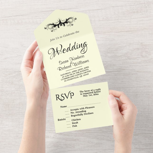 UAwg Wedding All In One Einladung (Abreißtisch)