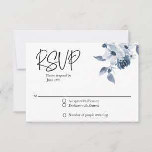 UAWG Wedding Blue Floral Card RSVP Karte