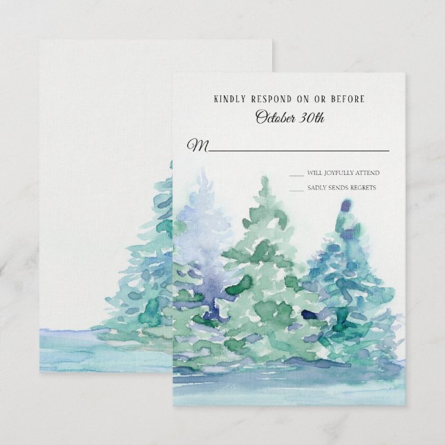 UAWG Wedding Blue Lake w Mountain Pine Trees Einladung (Vorne/Hinten)