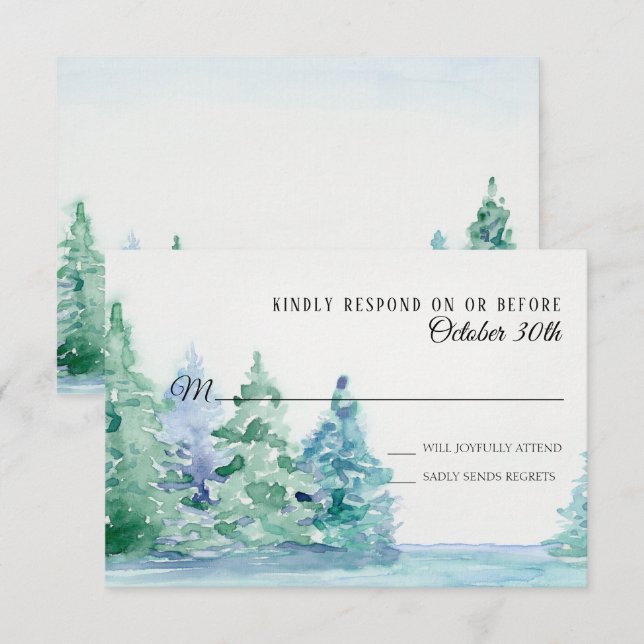 UAWG Wedding Blue Lake w Mountain Pine Trees Einladung (Vorne/Hinten)