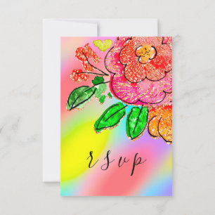 UAWG Wedding Bridal Sweet16th Unicorn Holograph RSVP Karte
