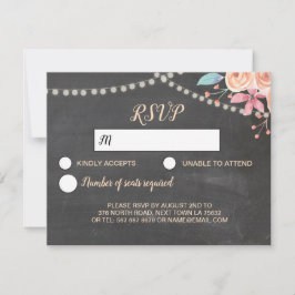 UAWG Wedding Card Peach Coral Lights Blume RSVP Karte