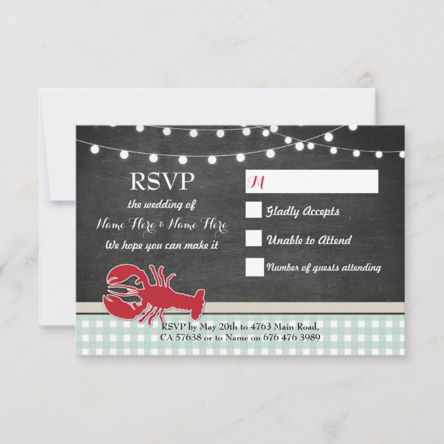 UAWG Wedding Cards Crawfish Boil Lobster lädt ein RSVP Karte (Vorderseite)