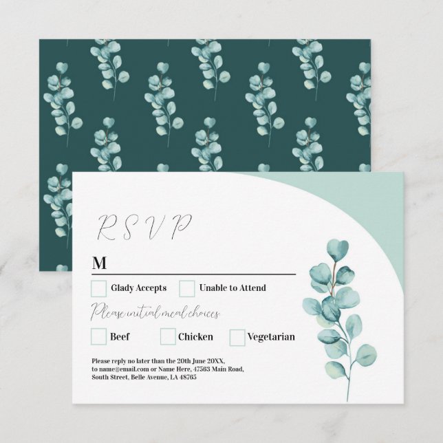 UAWG Wedding Eucalyptus Verlasst Green Simple Einladung (Vorne/Hinten)