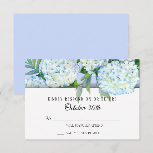 UAWG Wedding Floral Hydrangeas Art Periwinkle Blue Einladung (Vorne/Hinten)