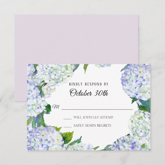 UAWG Wedding Floral Lilac n White Hydrangeas Einladung (Vorne/Hinten)
