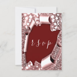 UAWG Wedding Glitzer Aquamarin Frame Rose Burgundy RSVP Karte