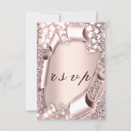 UAWG Wedding Glitzer Frame 3D Rose Blush RSVP Karte
