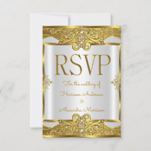 UAWG Wedding Gold White Pearls Goldener Rahmen Einladung