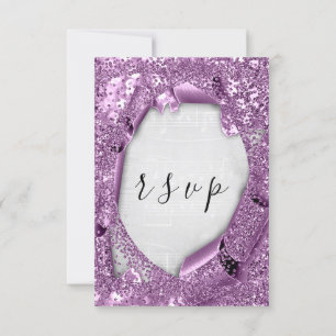 UAWG Wedding Gray Paper 3D Lila Music RSVP Karte