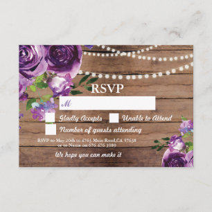 UAWG Wedding Holzkarten Purple Flowers Einladung
