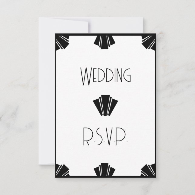 UAwg Wedding in Schwarz und Weiß RSVP Karte (Vorderseite)