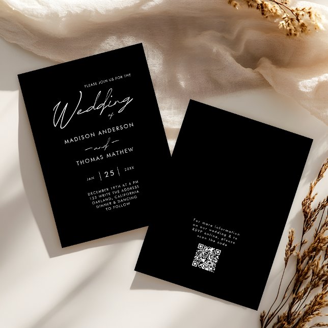 UAwg Wedding mit Schwarzweiß-Typografie Einladung (Front / Back)