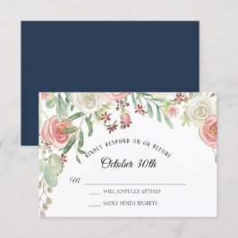UAWG Wedding Navy Blush Elfenbein Rose Blumenmuste Einladung