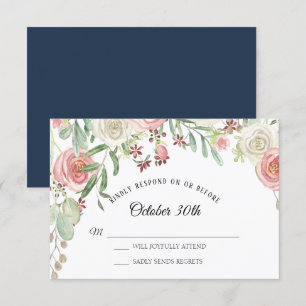 UAWG Wedding Navy Blush Elfenbein Rose Blumenmuste Einladung