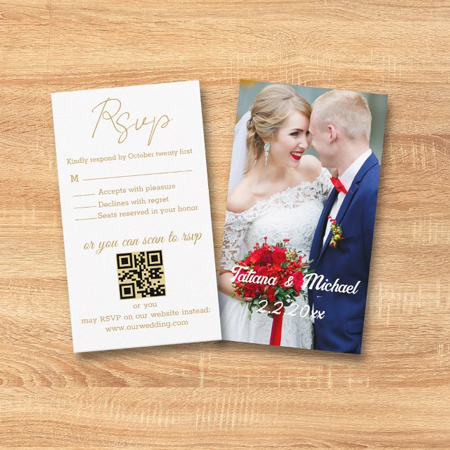 uAwg wedding qr mit elegantem goldfarbenem Foto Begleitkarte (Von Creator hochgeladen)