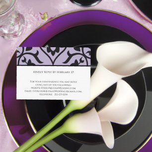 UAWG Wedding Response Card Lila Black Damask Begleitkarte