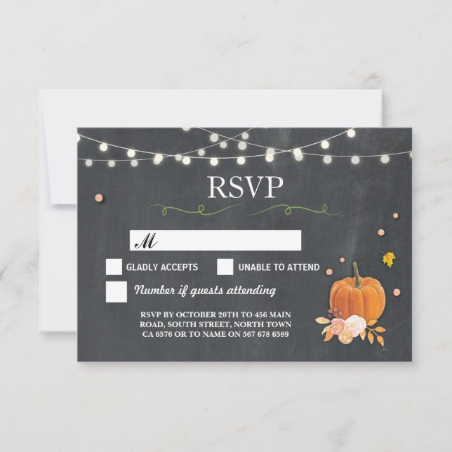 UAWG Wedding Rustic Chalk Pumpkin Respond Cards Einladung (Vorderseite)