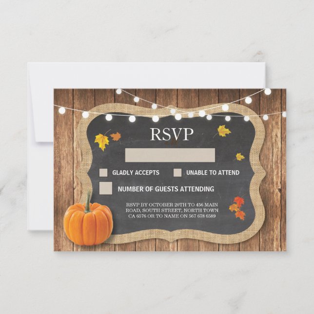 UAWG Wedding Rustic Chalk Pumpkin Respond Cards RSVP Karte (Vorderseite)