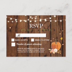 UAWG Wedding Rustic Wood Pumpkin Respond Cards Einladung