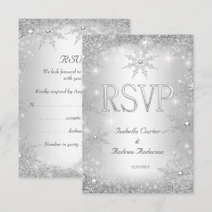 UAWG Wedding Silver Winter Wonderland Schneeflocke RSVP Karte