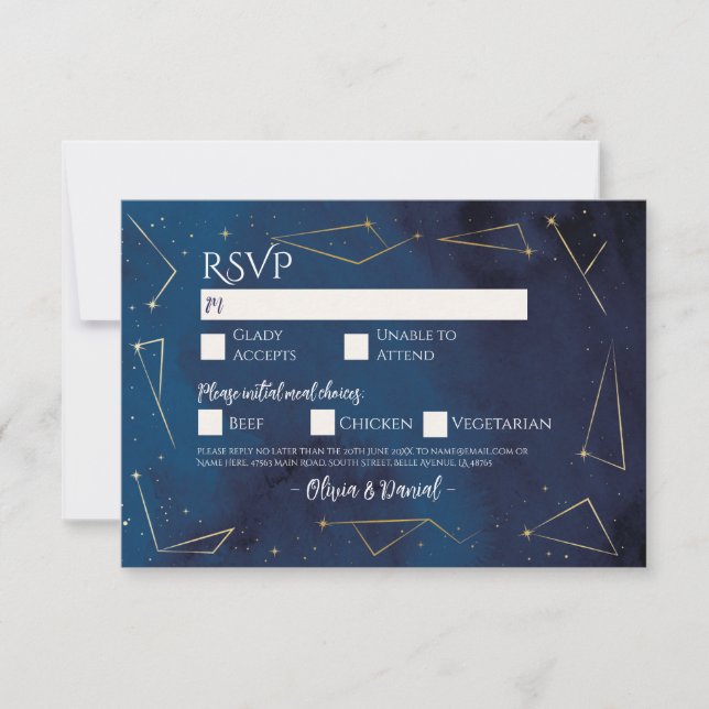 UAWG Wedding Star Signs Navy Verlobung Einladung (Vorderseite)