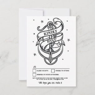 UAWG Wedding Tattoo Traditioneller Felsenanker Einladung