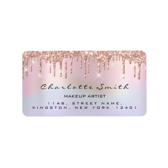 UAWG Wedding Tropfens Rose Holograph Ombre Adressaufkleber (Vorne)