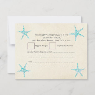 UAWG Wedding Turquoise Aqua Starfish RSVP Karte