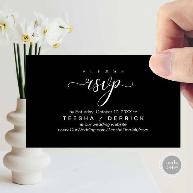 UAWG Wedding Website Erinnerung, Moderne Klasse Begleitkarte (RSVP Wedding Website Reminder, Modern Classy Enclosure Card, in Classy Black)
