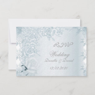 UAWG Wedding White Silver Blue Rose Schneeflocken Einladung