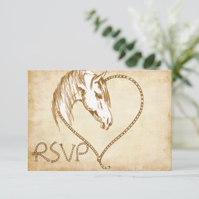 UAWG Western - Pferdeschlittenhochzeit RSVP Karte (Stehend Vorderseite)