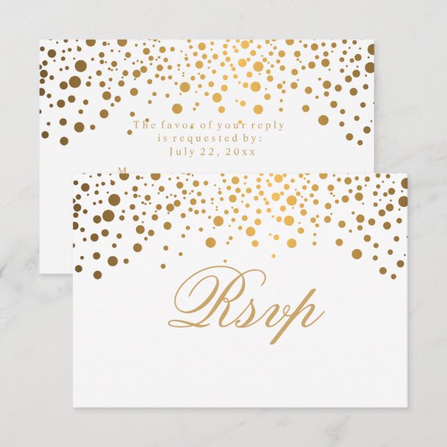 UAWG White & Confetti Gold Dot Wedding Einladung (Vorne/Hinten)