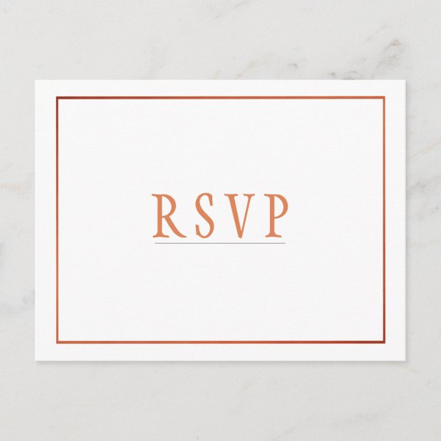 UAWG White Copper Orange Einfache Hochzeit Einladungspostkarte (Vorderseite)