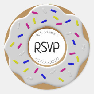 UAWG White Vanilla Donut & Sprinkles Umschlag Aufk Runder Aufkleber